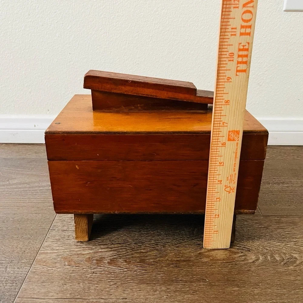 Vintage Wooden Shoes Box with Brass Latch